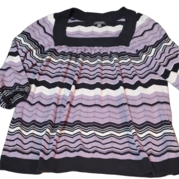 Chevron purple black 3/4 sleeved top apt 9 xl - Picture 1 of 8